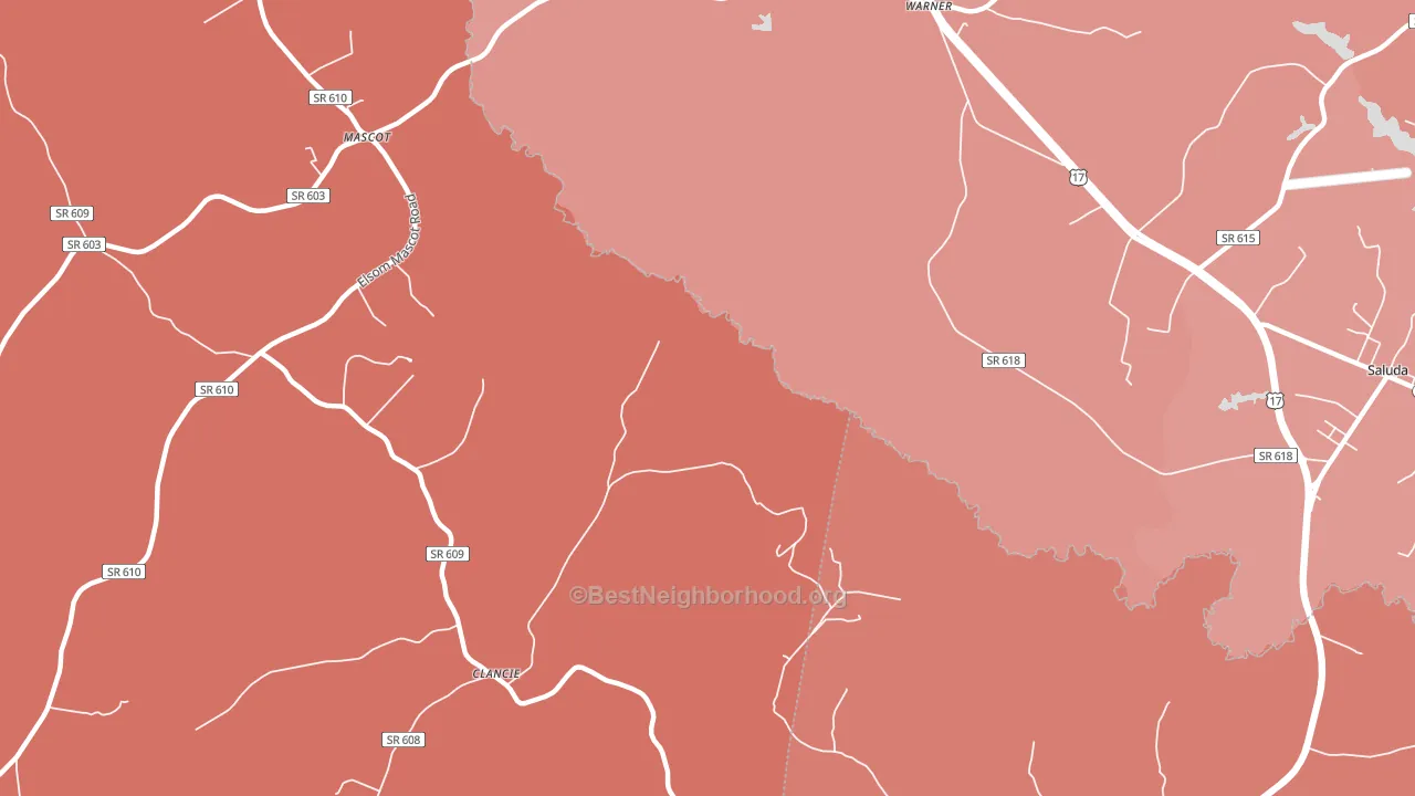 Warner, VA block-group political-lean map