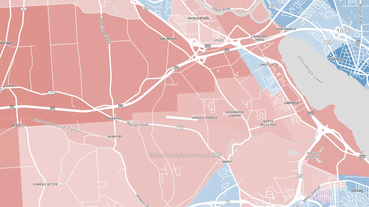 Warners, NY block-group political-lean map