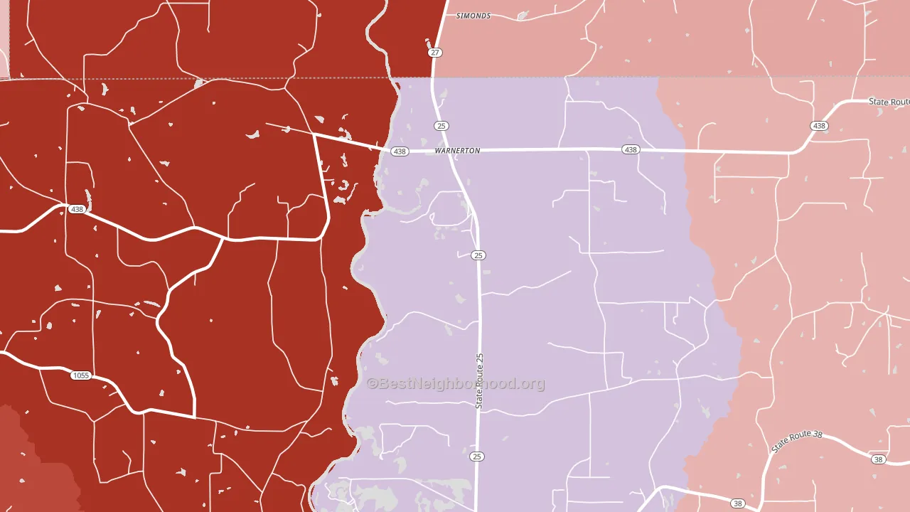 Warnerton, LA block-group political-lean map