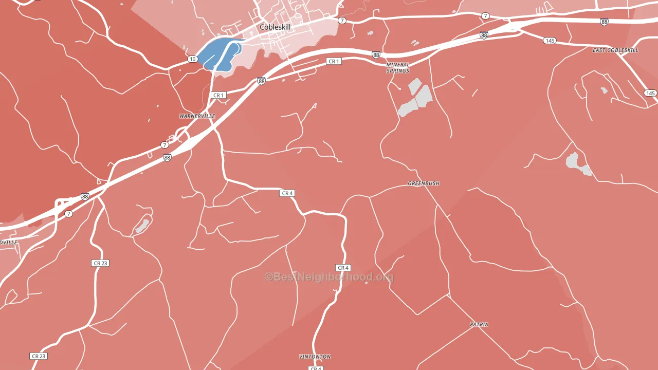 Warnerville, NY block-group political-lean map