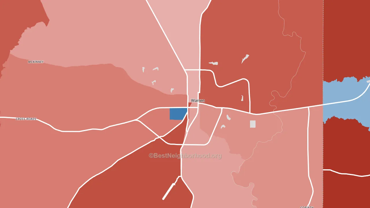 Warren, AR block-group political-lean map