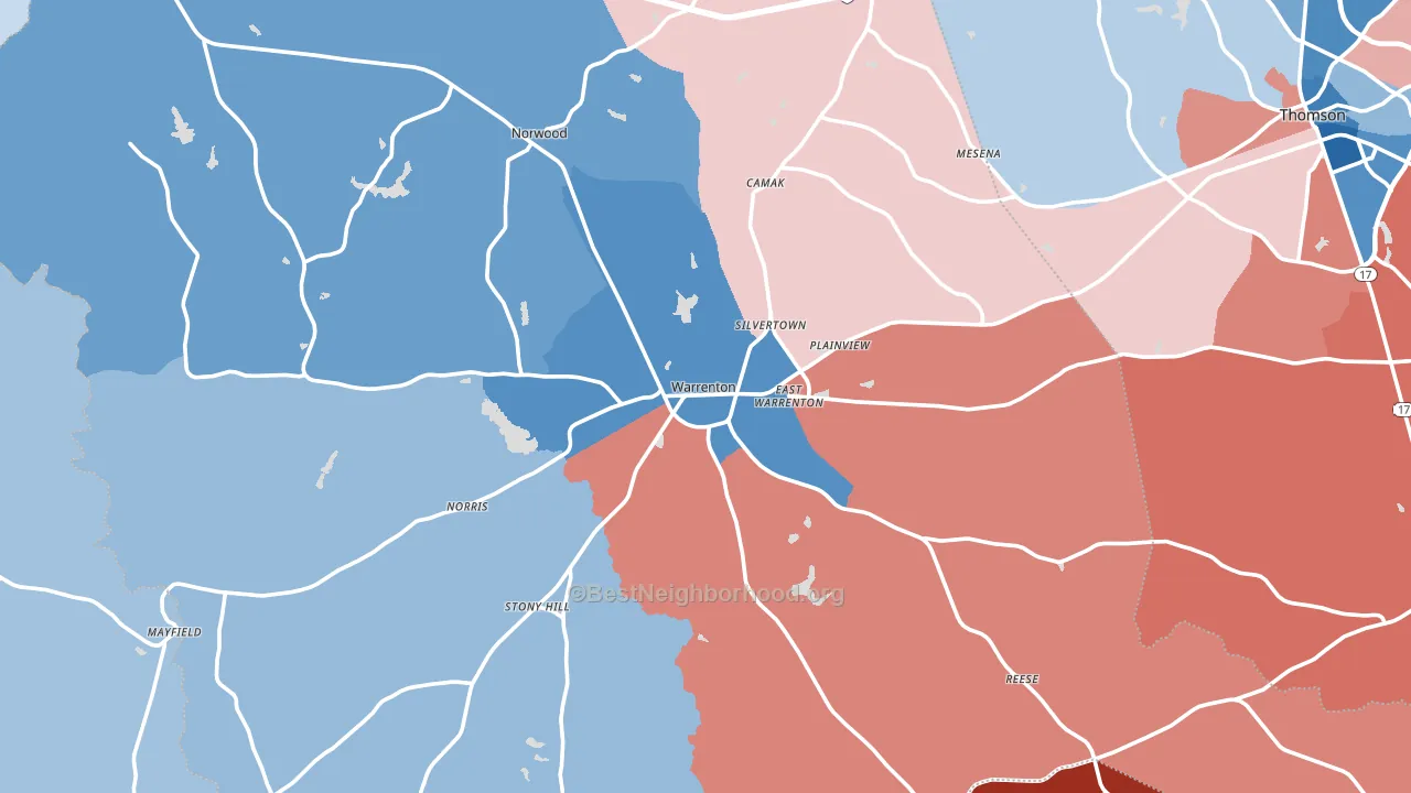 Warren County, GA block-group political-lean map