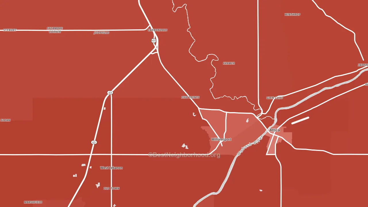 Warren County, IN block-group political-lean map