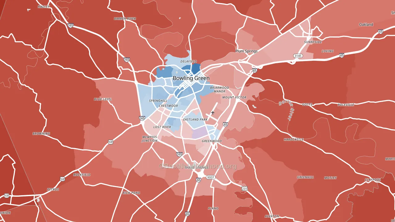 Warren County, KY block-group political-lean map