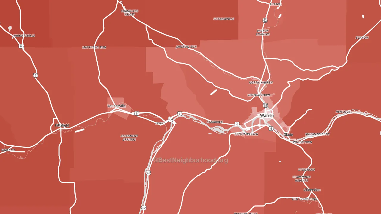 Warren County, PA block-group political-lean map