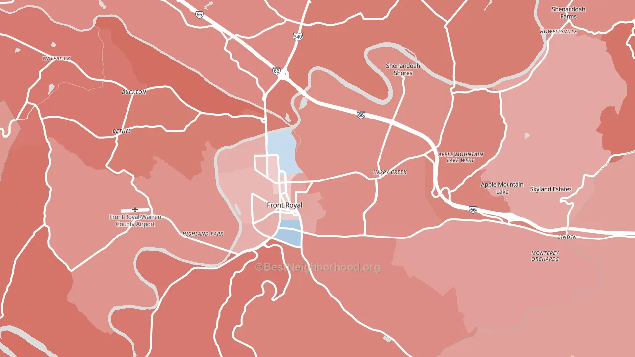 Warren County, VA block-group political-lean map