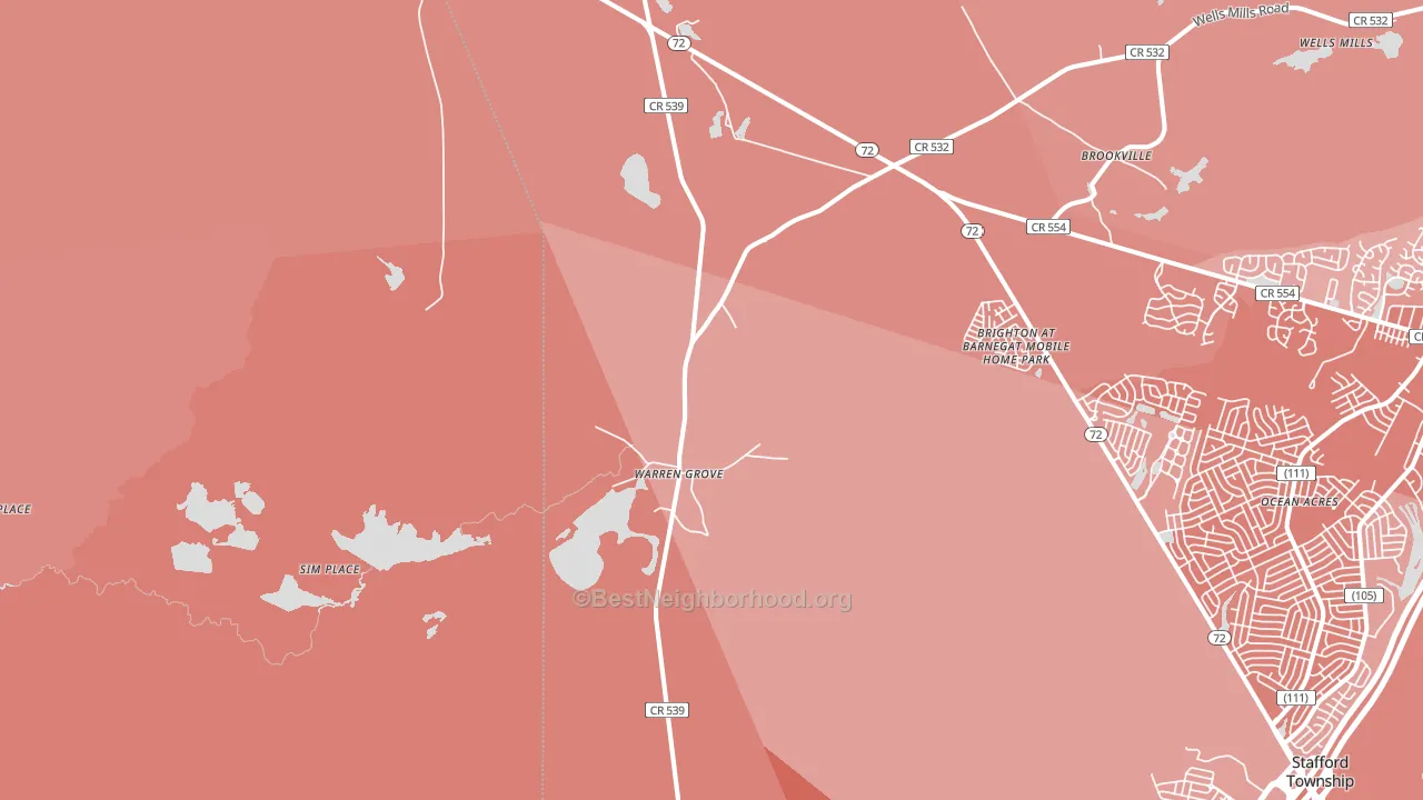 Warren Grove, NJ block-group political-lean map