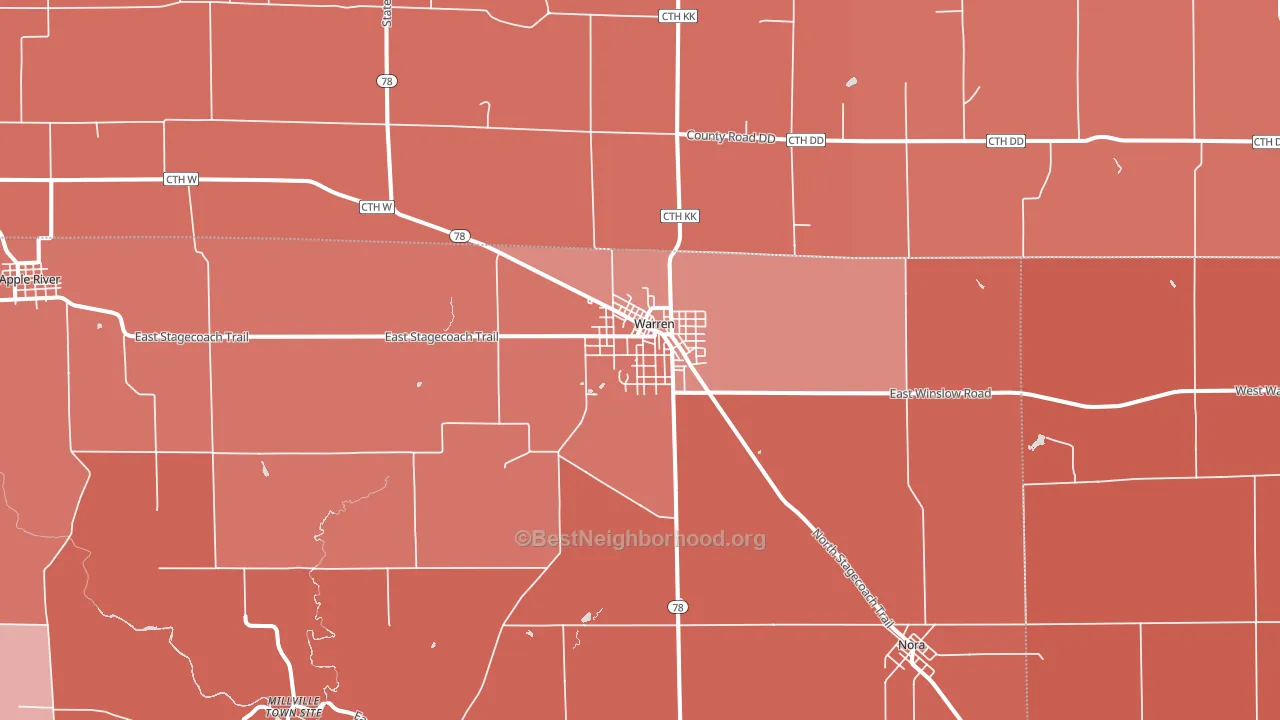 Warren, IL block-group political-lean map