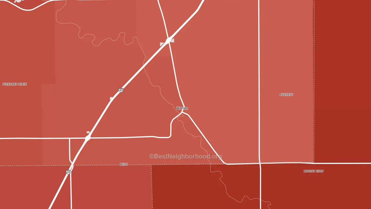 Warren, IN block-group political-lean map