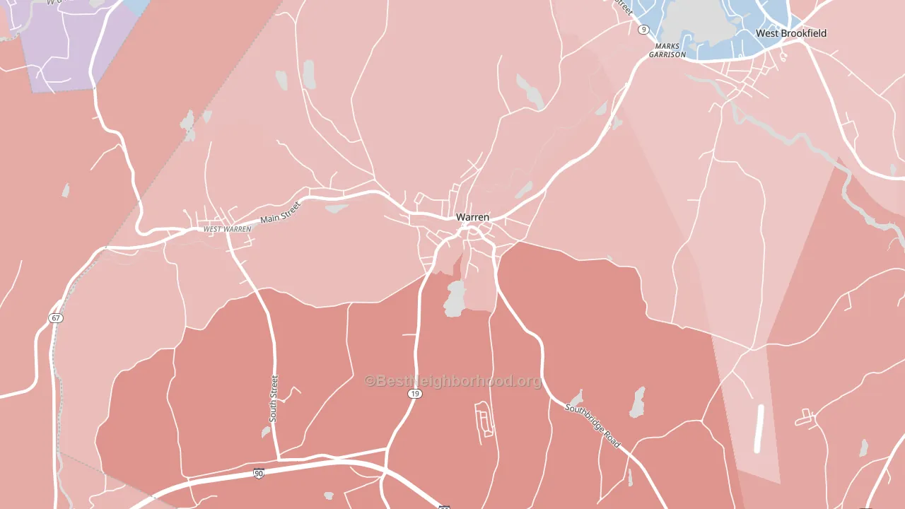 Warren, MA block-group political-lean map