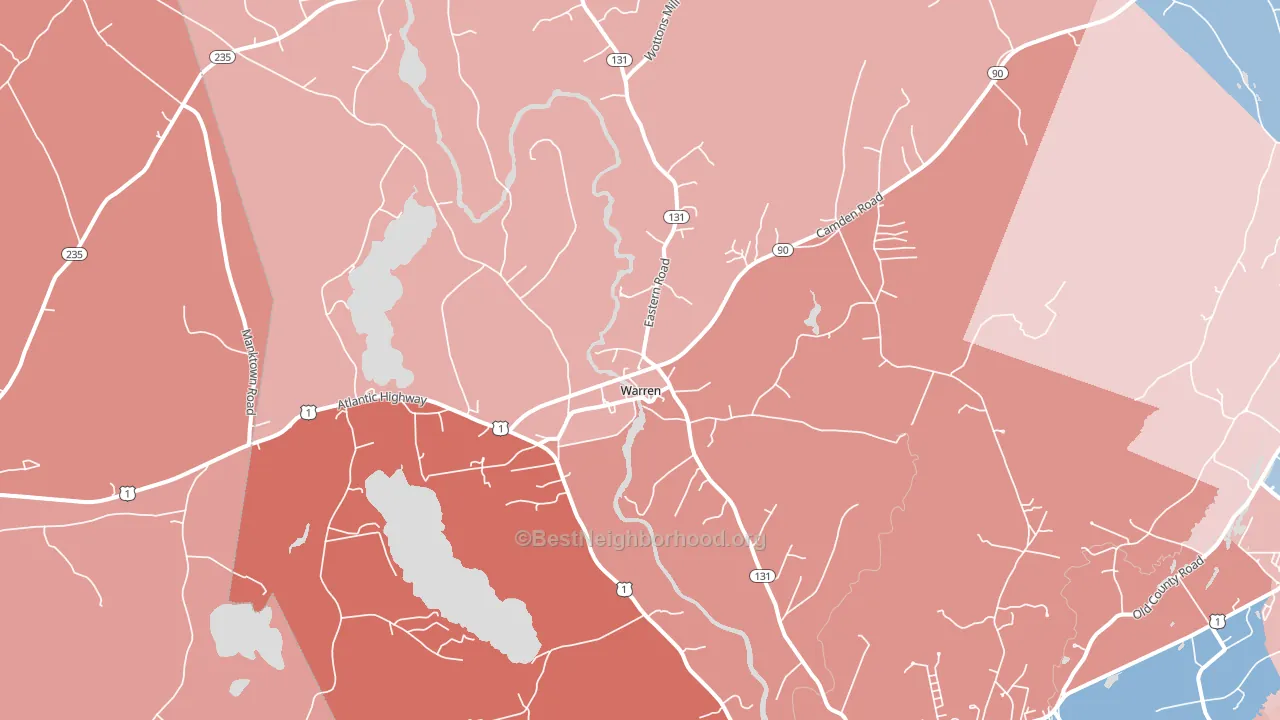 Warren, ME block-group political-lean map
