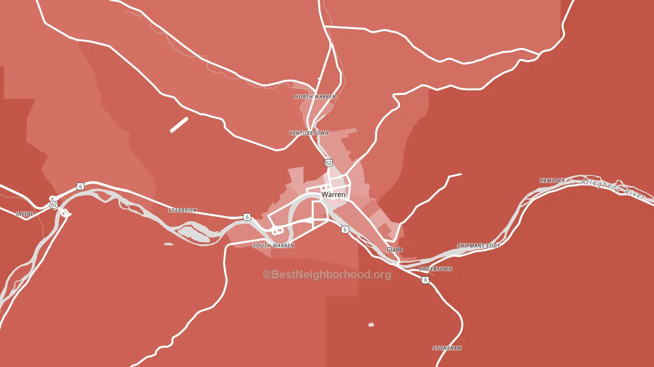 Warren, PA block-group political-lean map