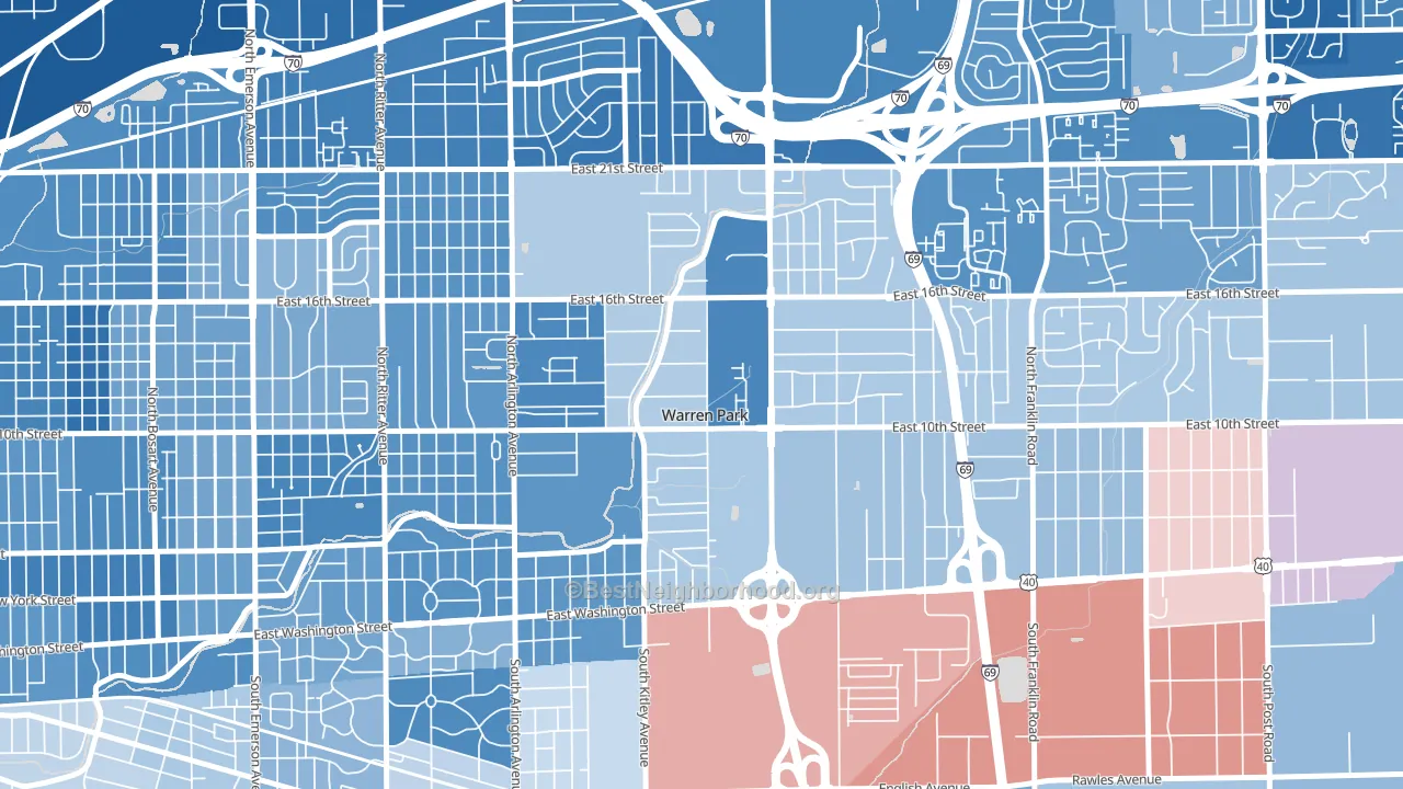 Warren Park, IN block-group political-lean map
