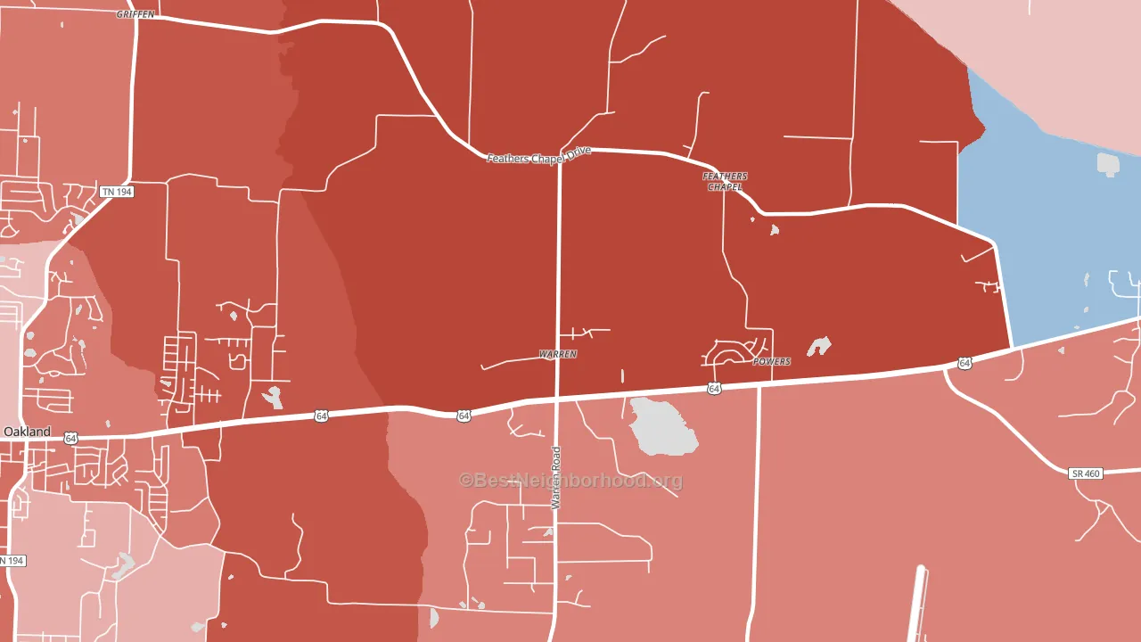 Warren, TN block-group political-lean map