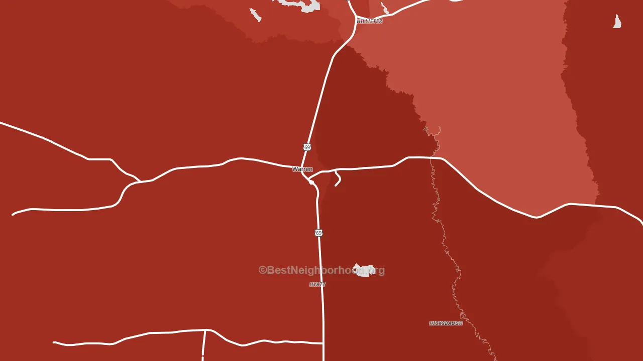 Warren, TX block-group political-lean map