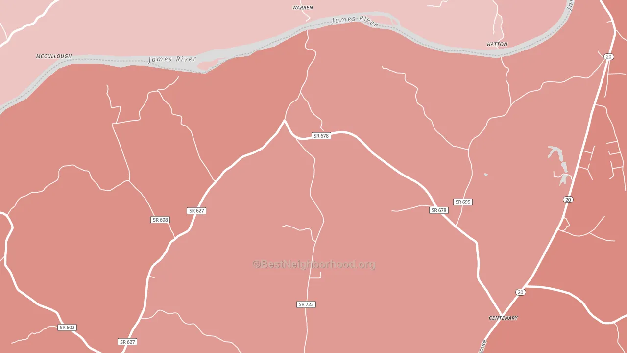 Warren, VA block-group political-lean map