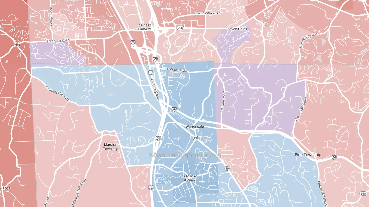 Warrendale, PA block-group political-lean map