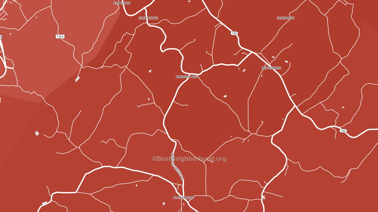 Warrens Mill, PA block-group political-lean map