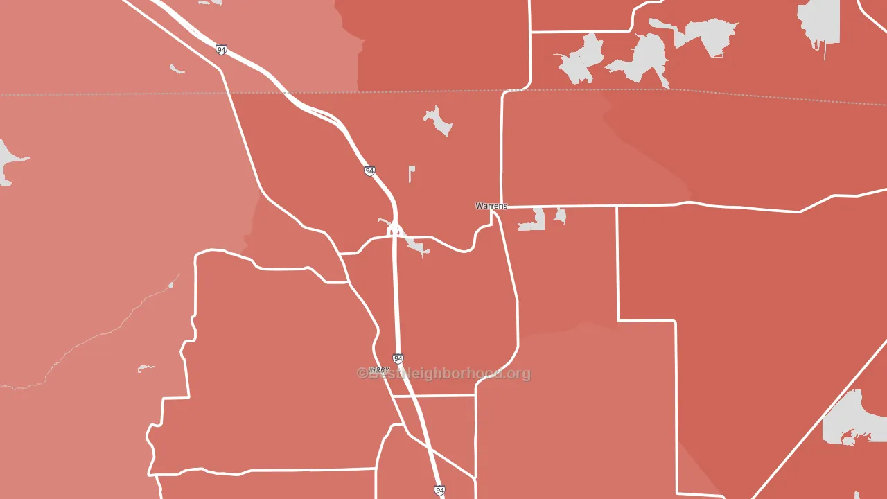 Warrens, WI block-group political-lean map