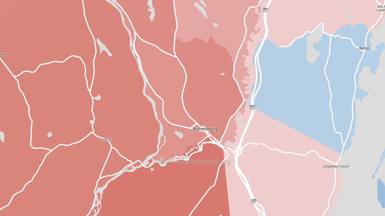 Warrensburg, NY block-group political-lean map