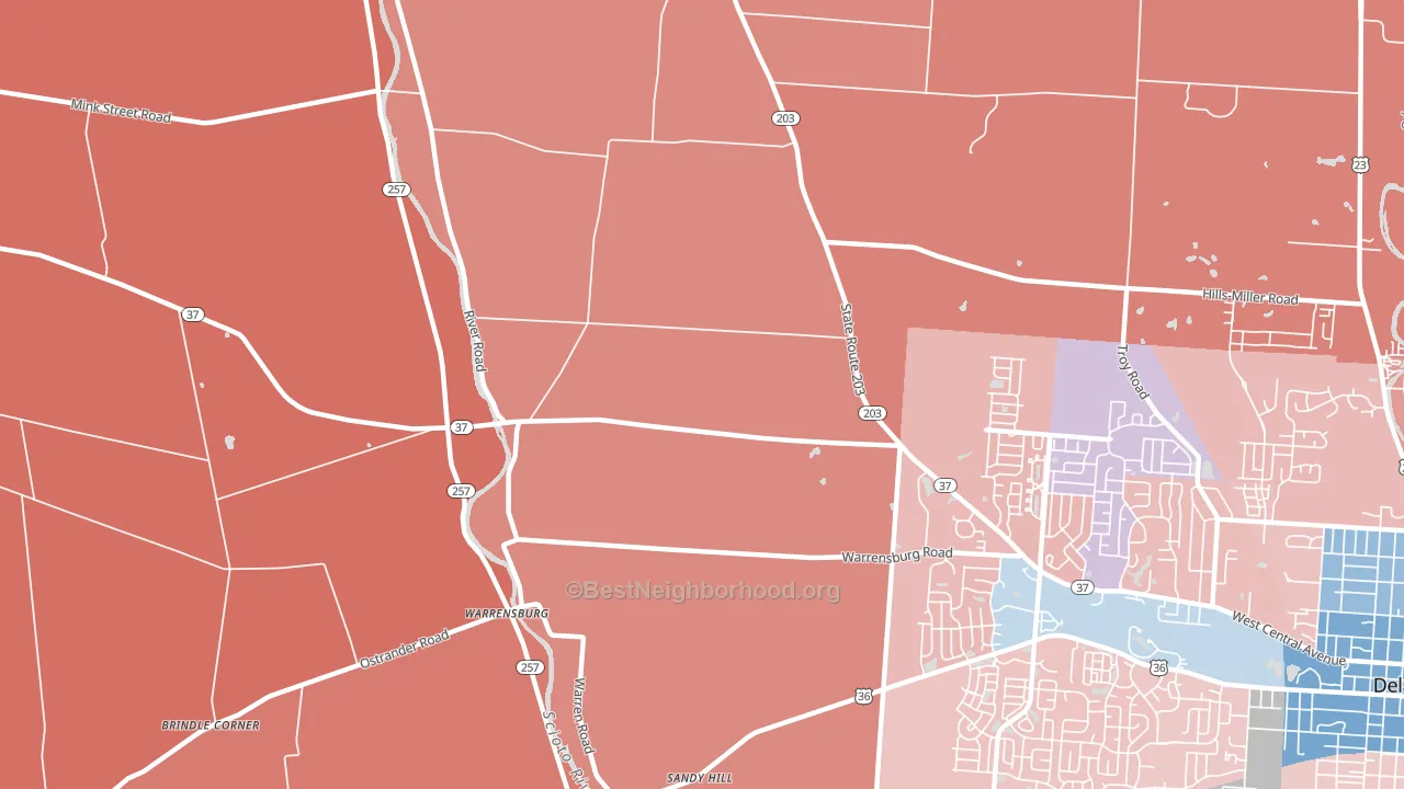 Warrensburg, OH block-group political-lean map