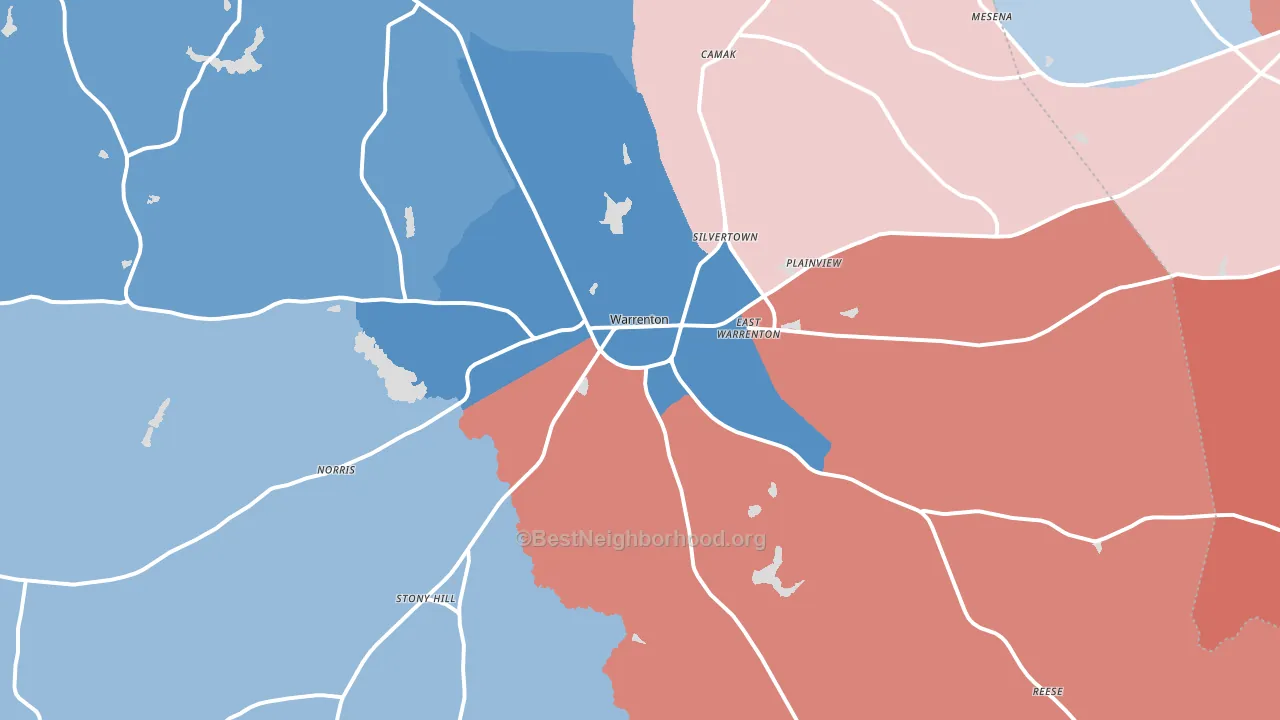 Warrenton, GA block-group political-lean map