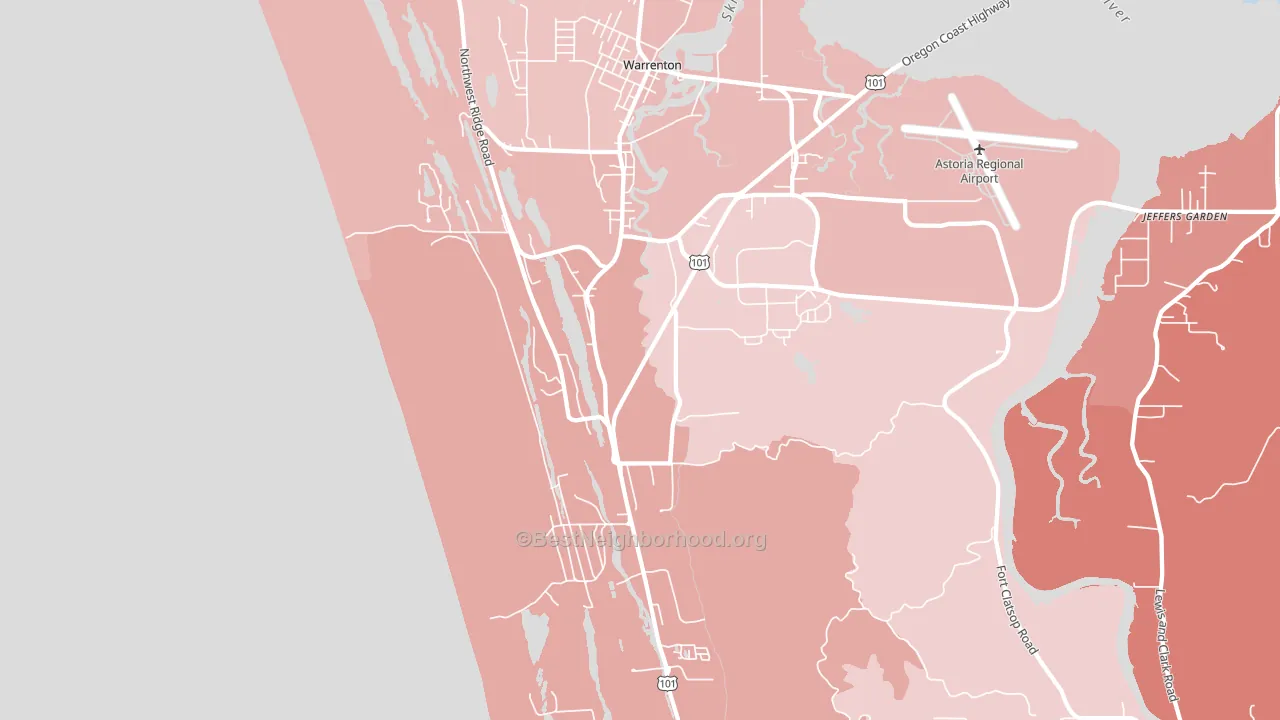 Warrenton, OR block-group political-lean map
