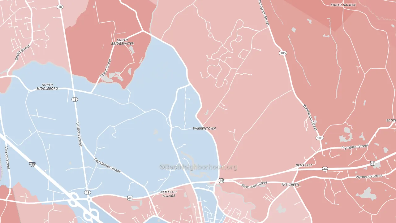 Warrentown, MA block-group political-lean map
