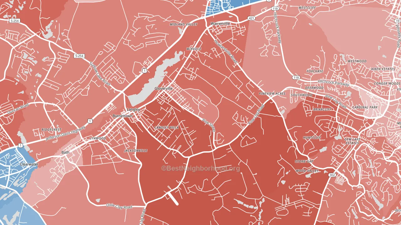Warrenville, SC block-group political-lean map