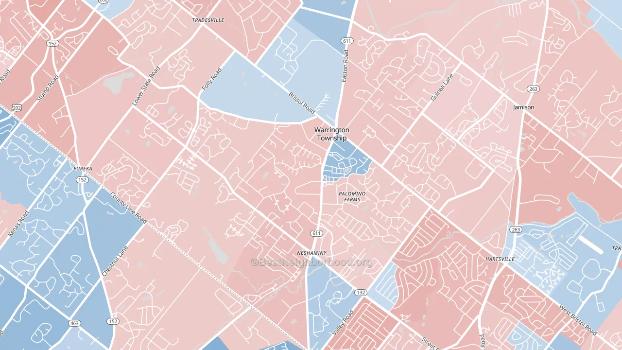 Warrington, PA block-group political-lean map
