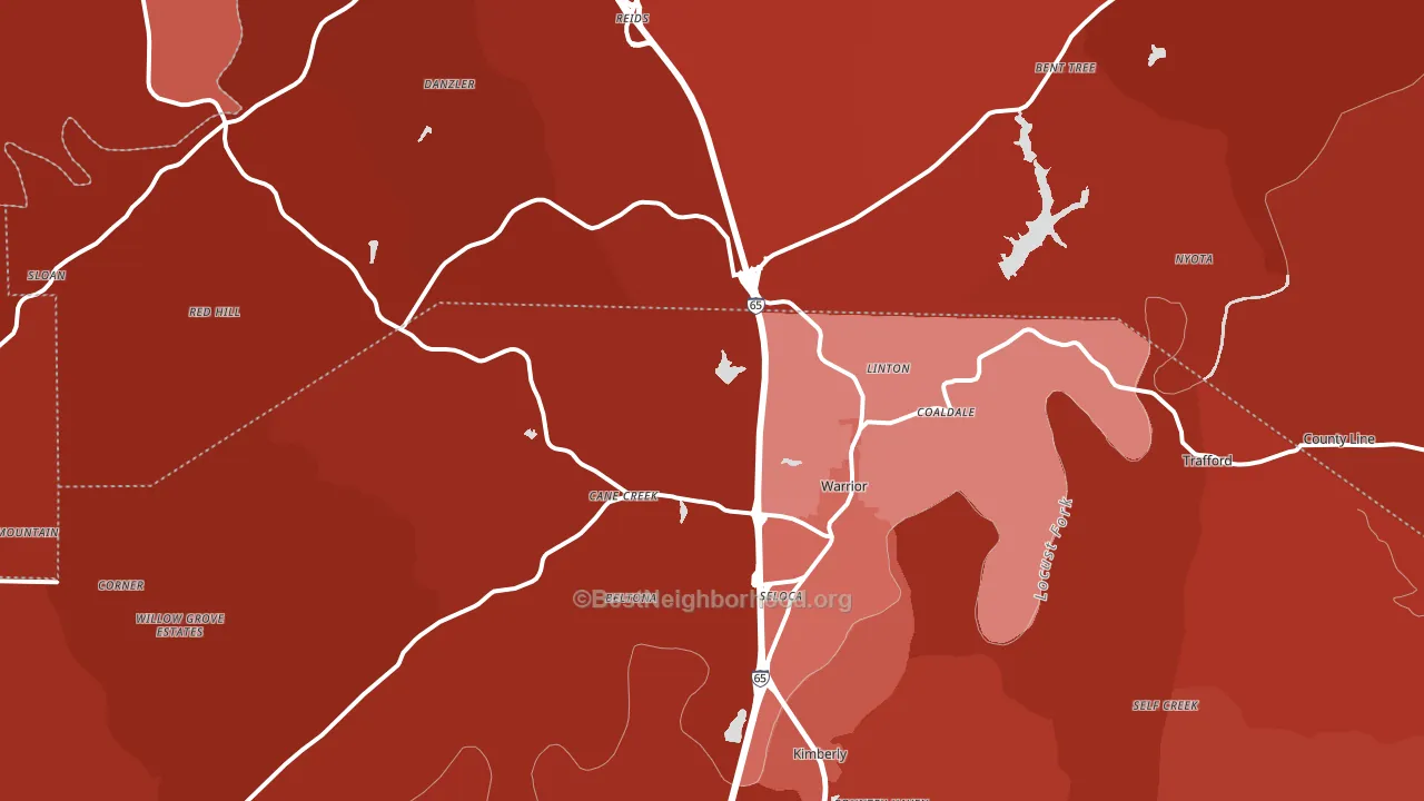 Warrior, AL block-group political-lean map