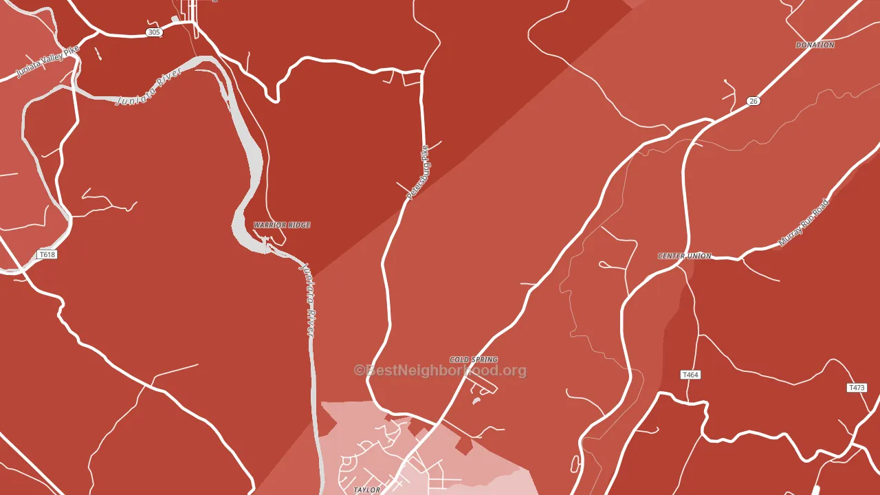 Warrior Ridge, PA block-group political-lean map