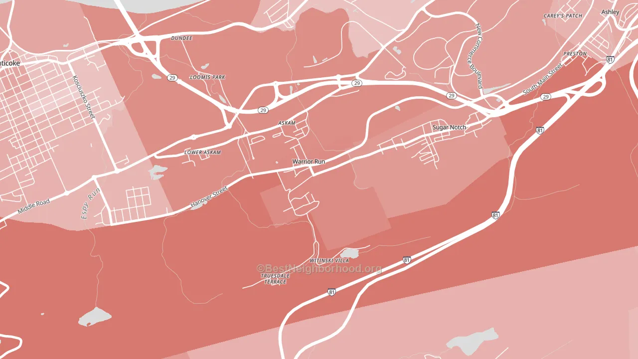 Warrior Run, PA block-group political-lean map