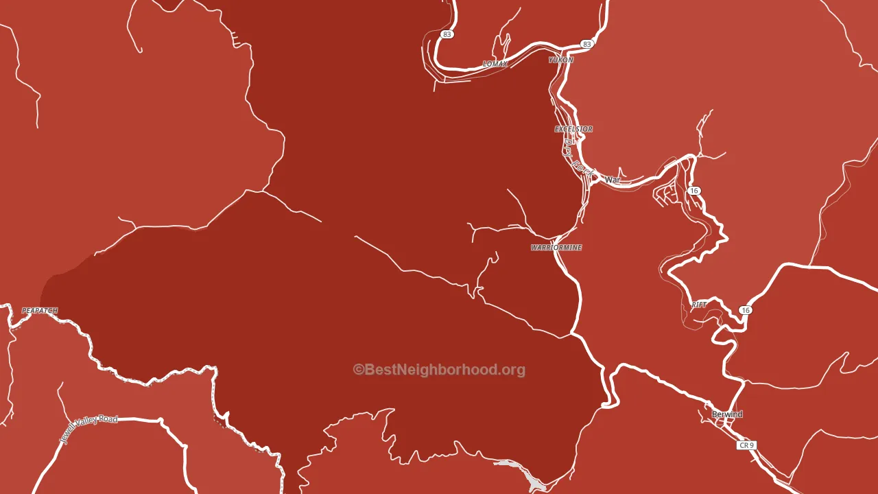 Warriormine, WV block-group political-lean map