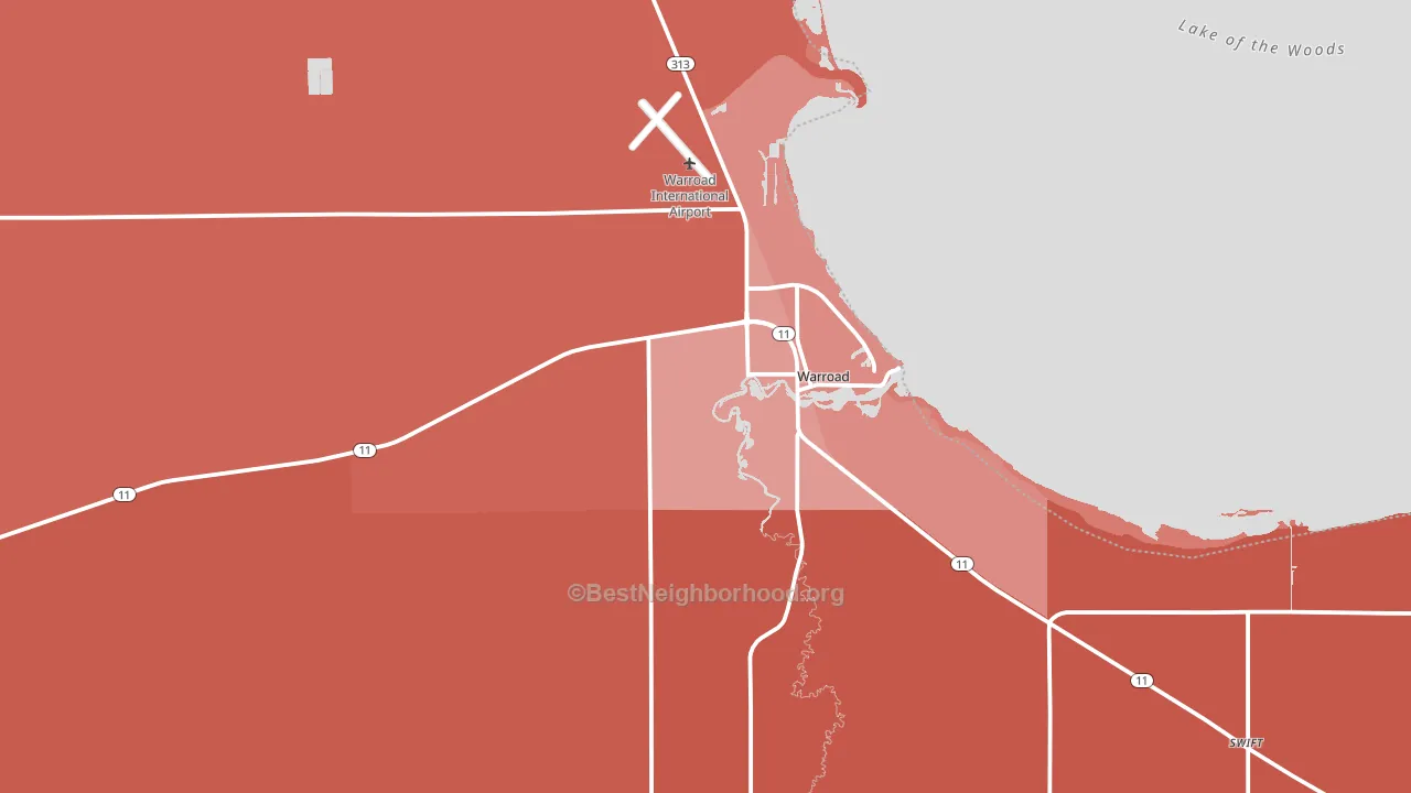 Warroad, MN block-group political-lean map