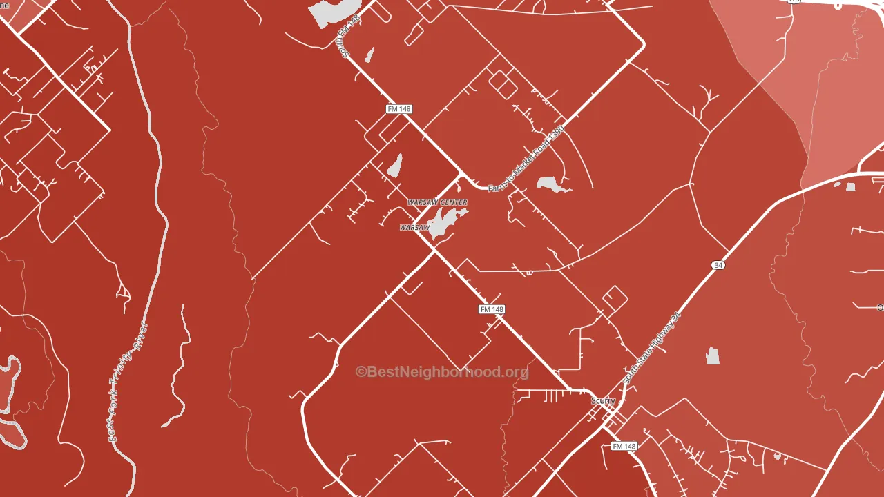 Warsaw, TX block-group political-lean map