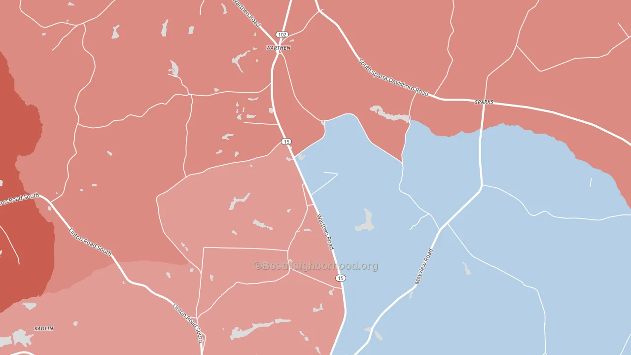 Warthen, GA block-group political-lean map