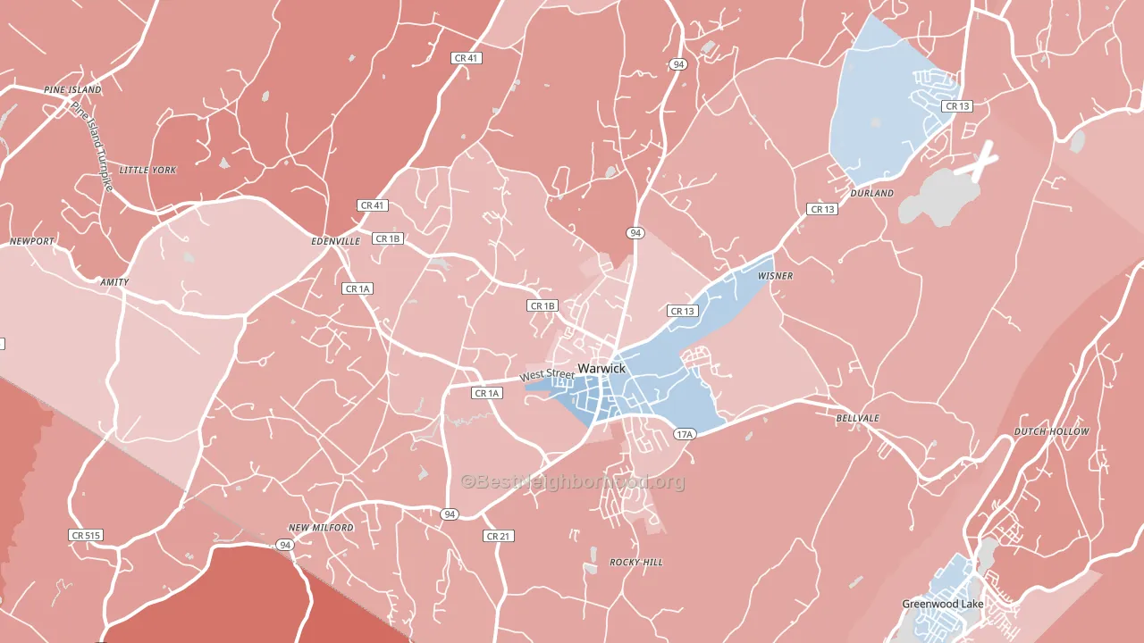 Warwick, NY block-group political-lean map