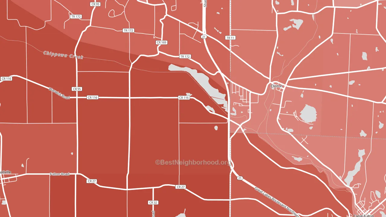Warwick, OH block-group political-lean map