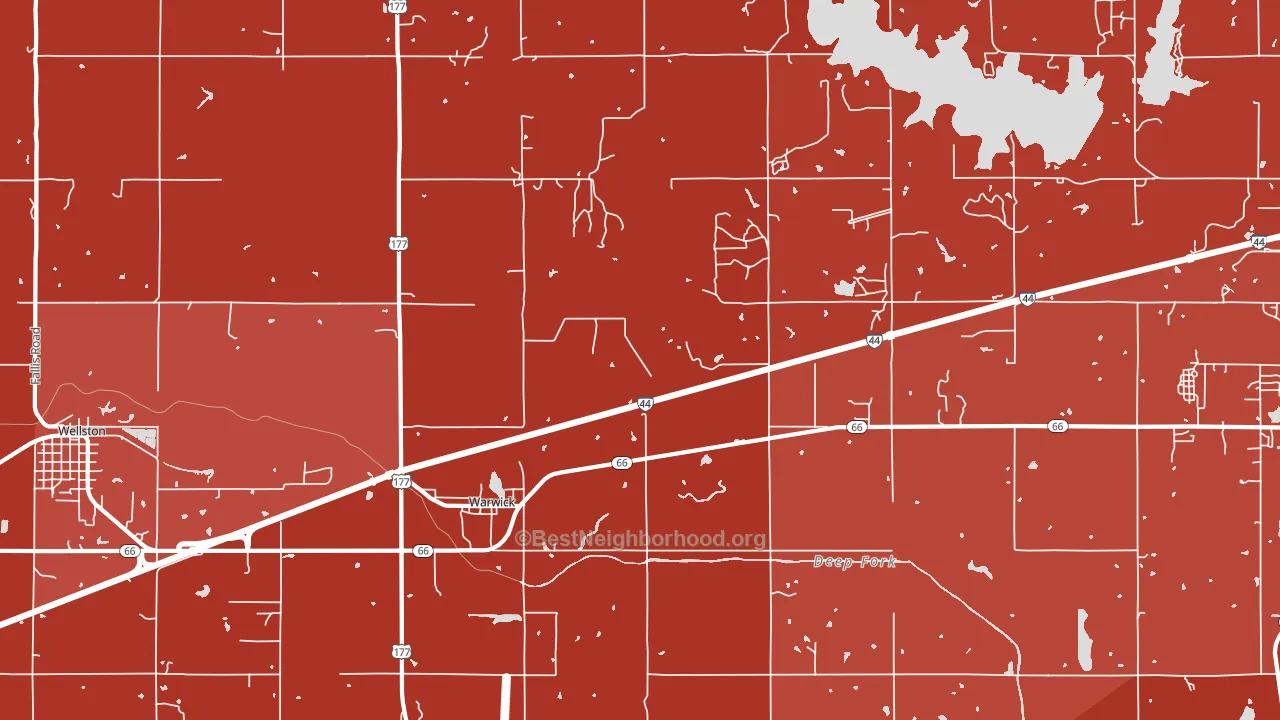Warwick, OK block-group political-lean map
