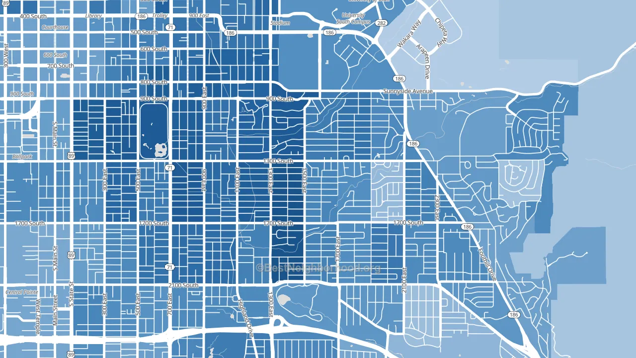 Wasatch Hollow, Salt Lake City, UT block-group political-lean map
