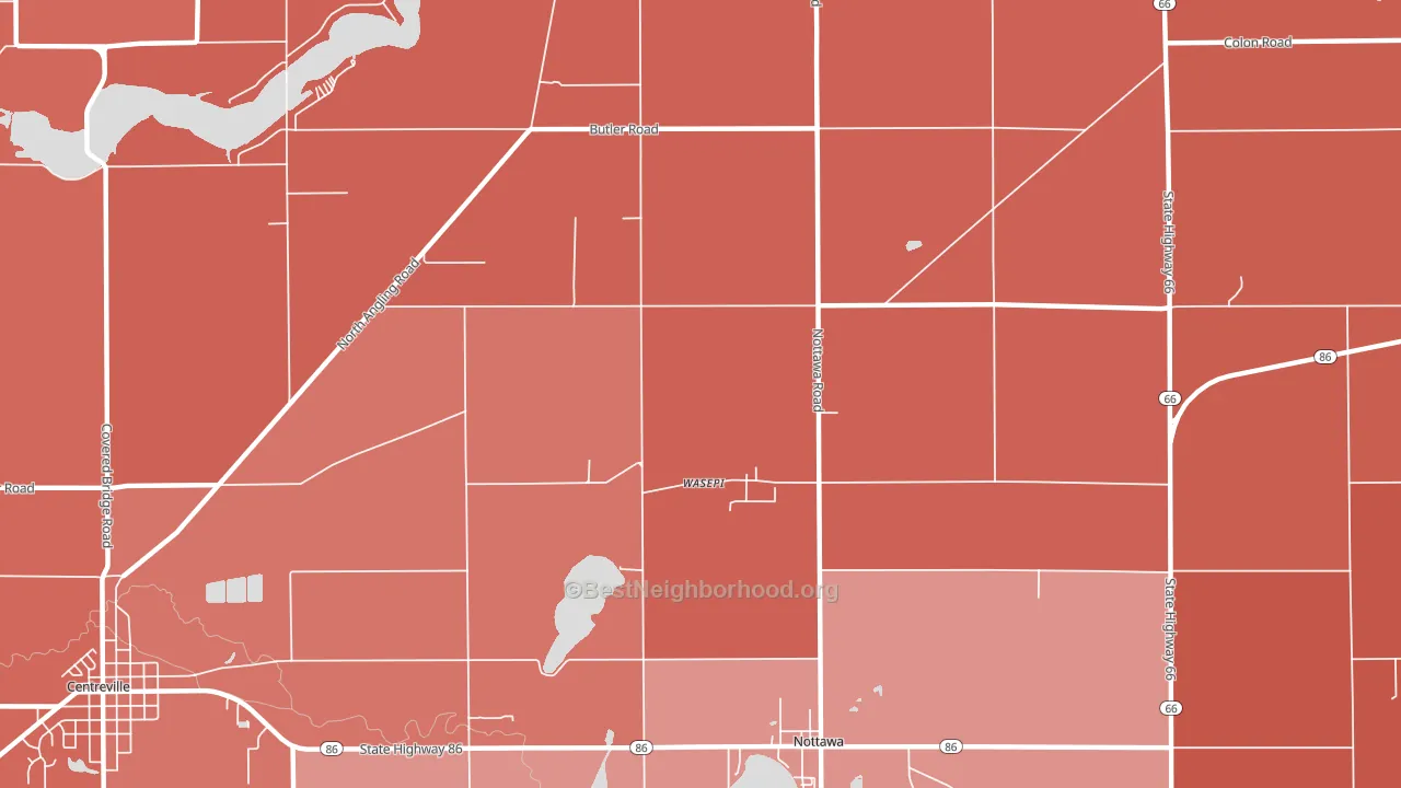 Wasepi, MI block-group political-lean map