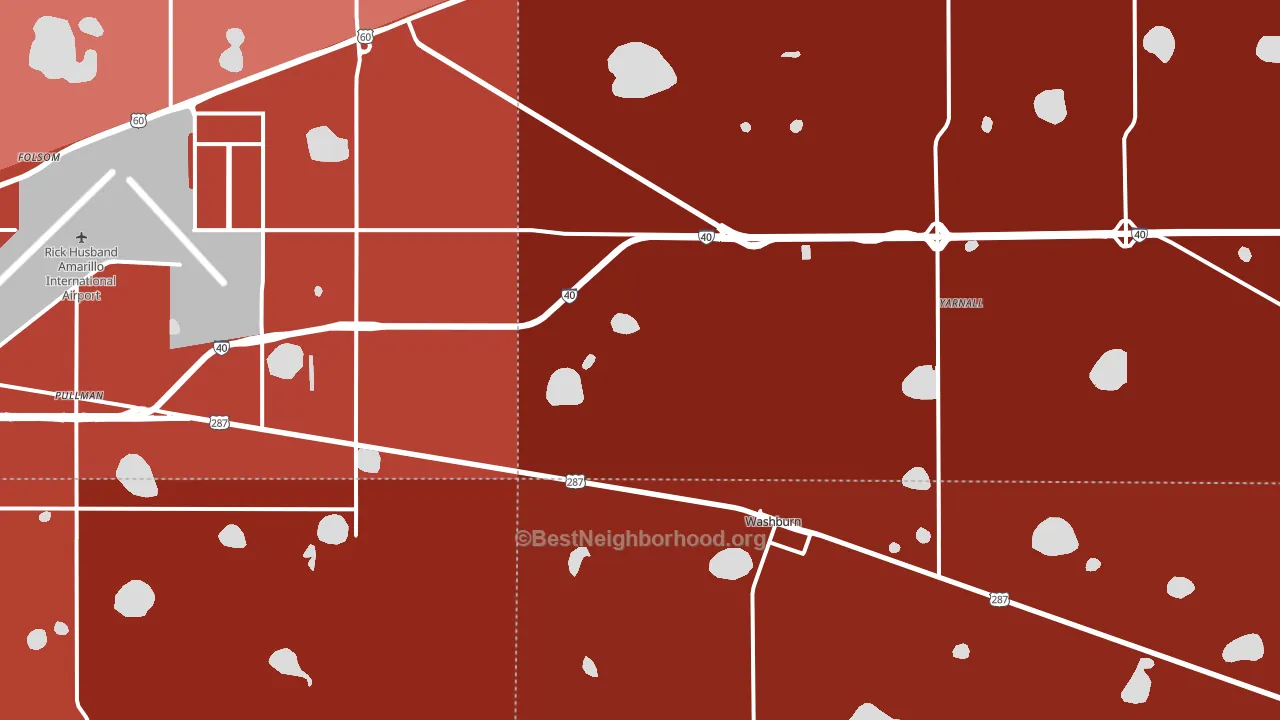 Washburn, TX block-group political-lean map