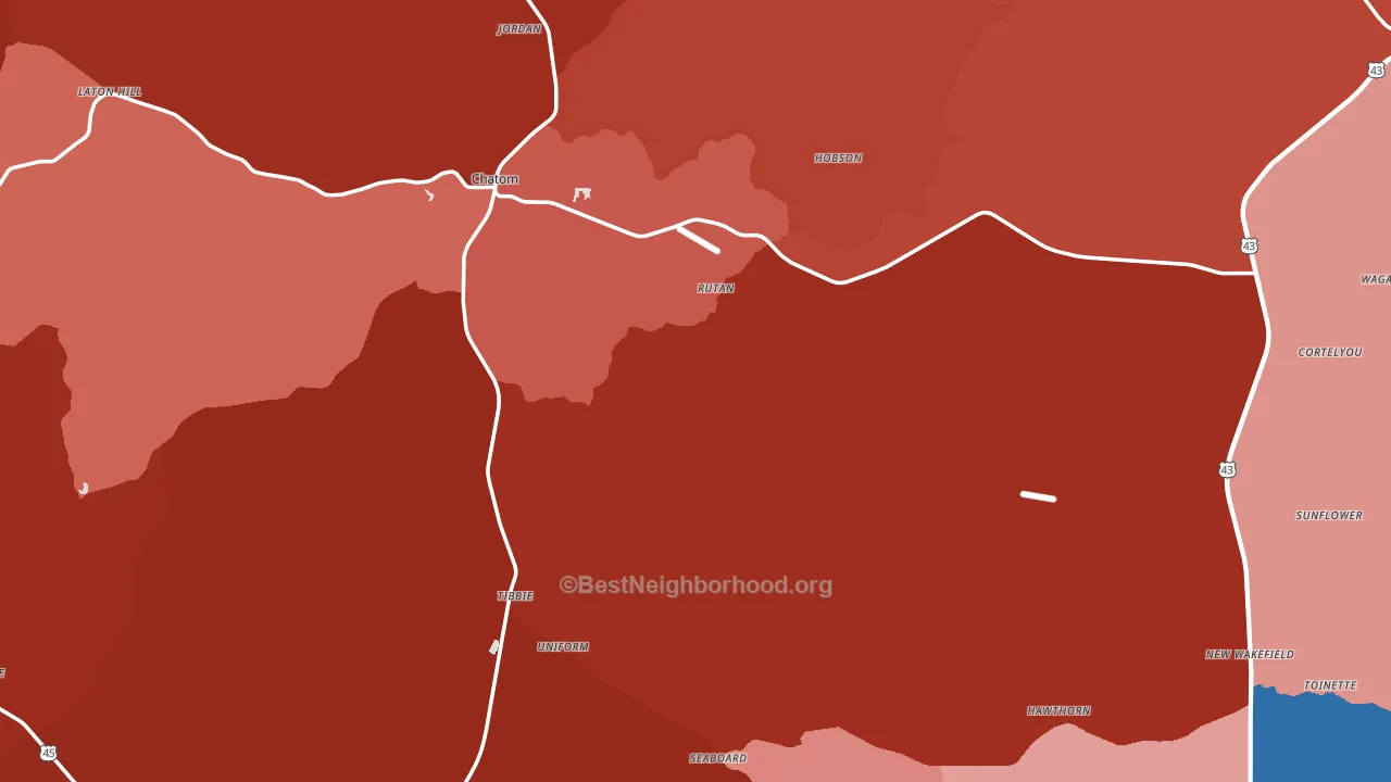 Washington County, AL block-group political-lean map