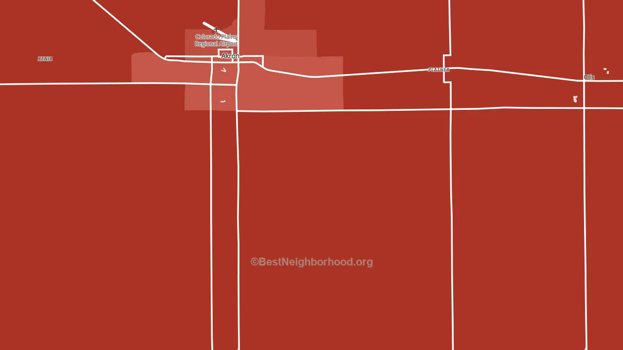 Washington County, CO block-group political-lean map