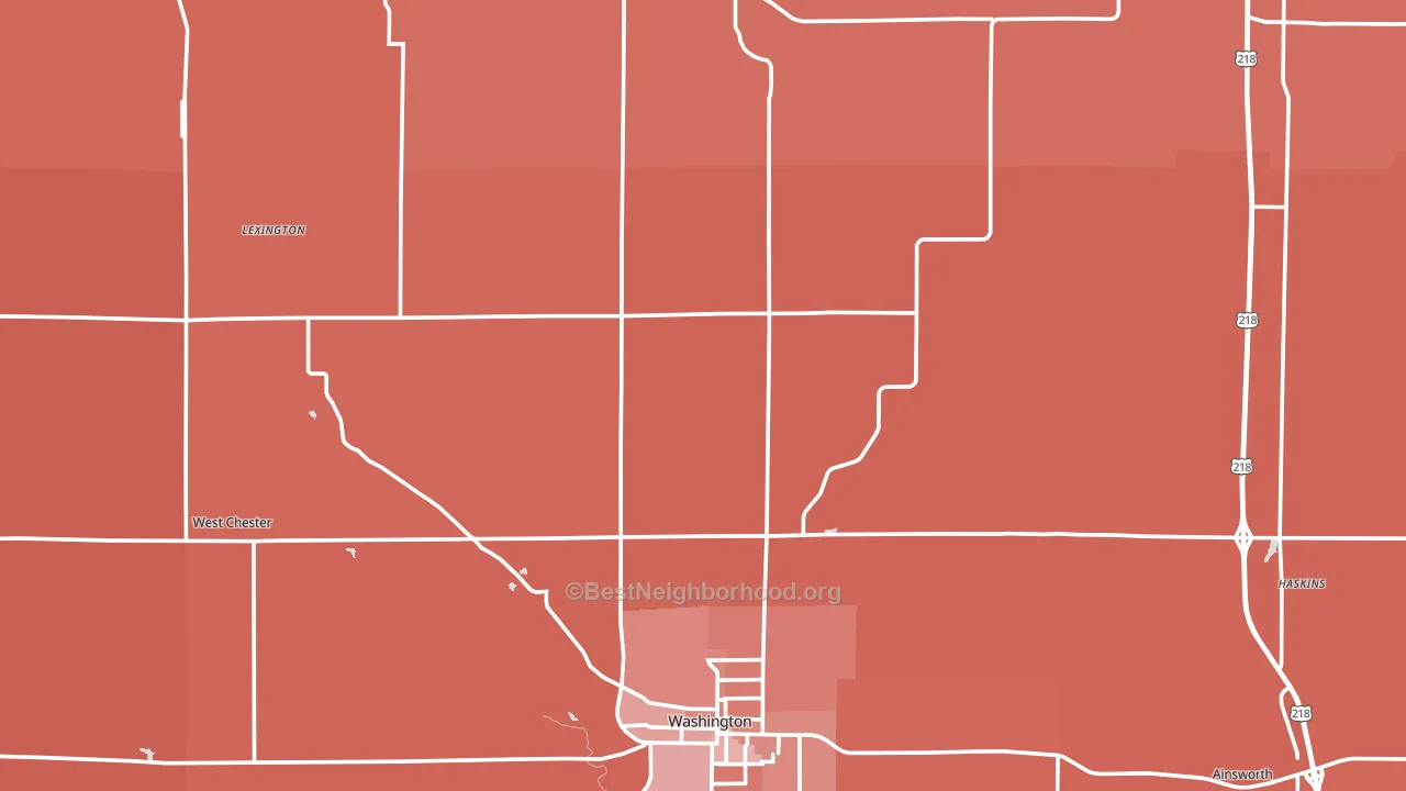 Washington County, IA block-group political-lean map