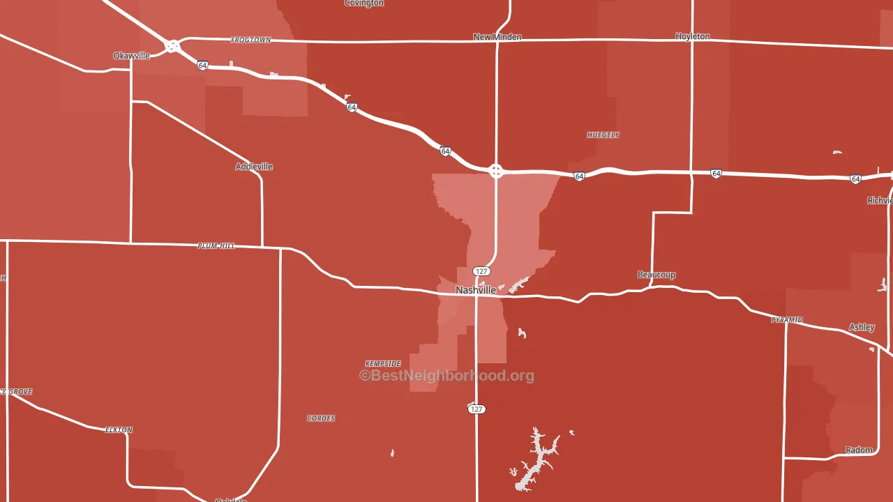 Washington County, IL block-group political-lean map