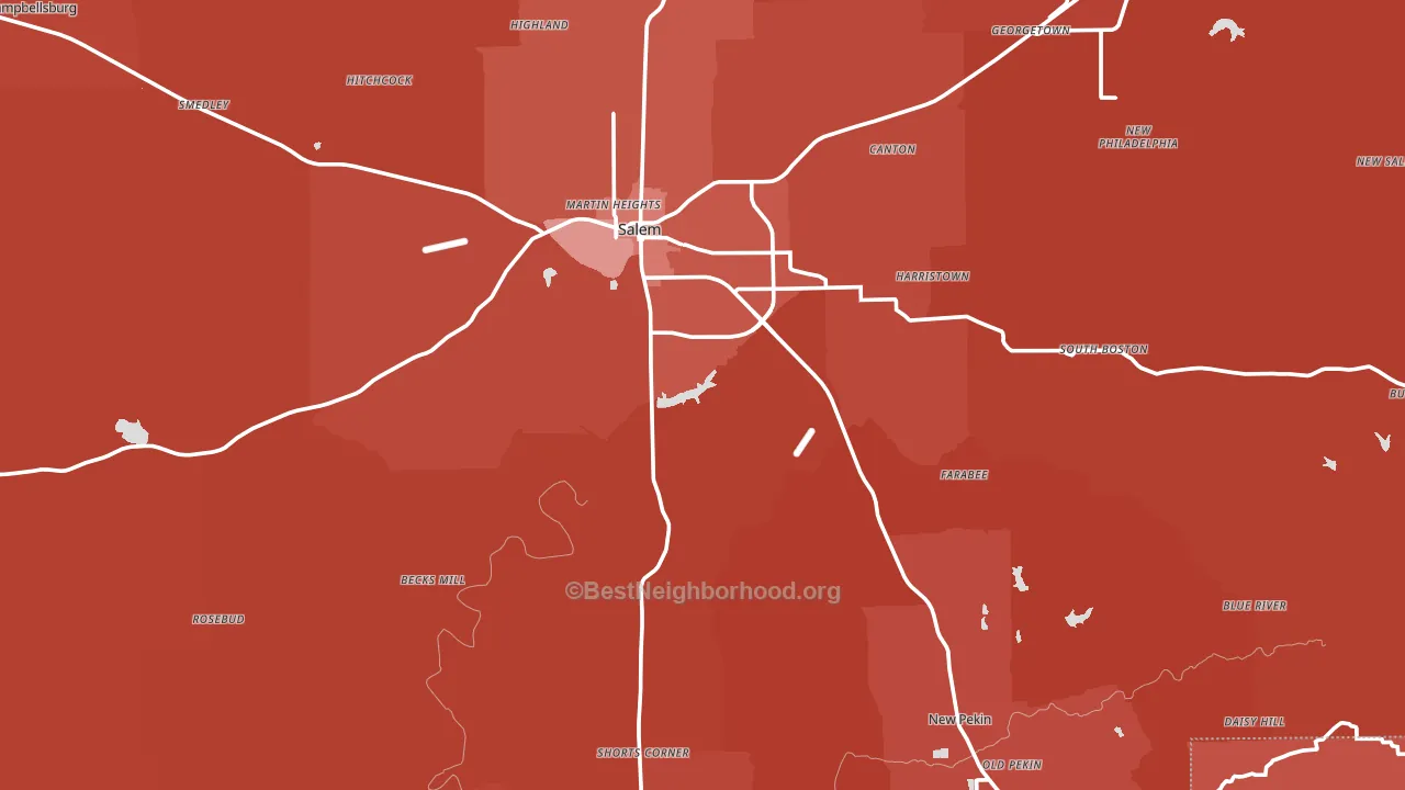 Washington County, IN block-group political-lean map