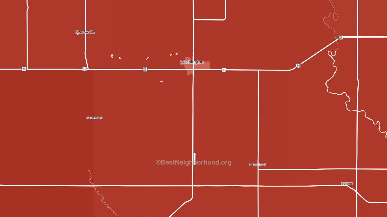 Washington County, KS block-group political-lean map