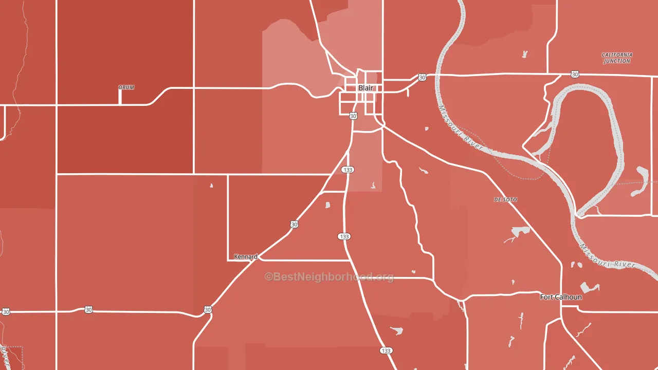 Washington County, NE block-group political-lean map